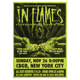 In Flames Clayman 2020 World Tour Poster